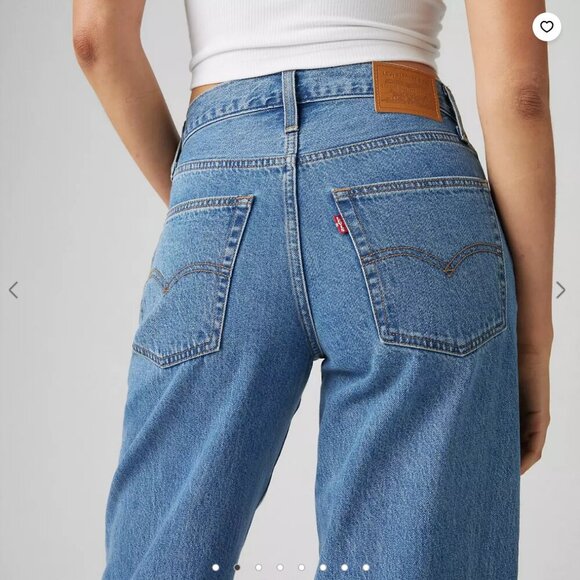 Levi's Baggy Dad Women's Jeans Mid Rise Straight Leg Finished Hem | Blue ] 24x30 - Picture 2 of 15